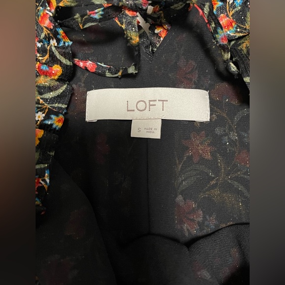 LOFT Shimmery Floral Tiered Dress SMALL - Picture 15 of 16
